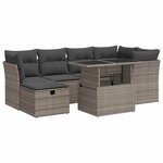 vidaXL Salon de jardin avec coussins 7 Pièces gris résine tressée
