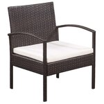 vidaXL Salon de jardin 5 Pièces avec coussins Résine tressée Marron