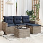 vidaXL Salon de jardin 5 Pièces avec coussins gris résine tressée