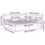 vidaXL Lit bibliothèque sans matelas blanc 200x200 cm bois pin massif