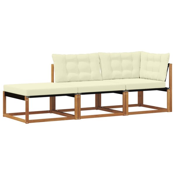 vidaXL Unités de sofa sectionnel d'extérieur 3 Pièce Naturel