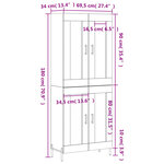vidaXL Buffet haut Blanc 69 5x34x180 cm Bois d'ingénierie
