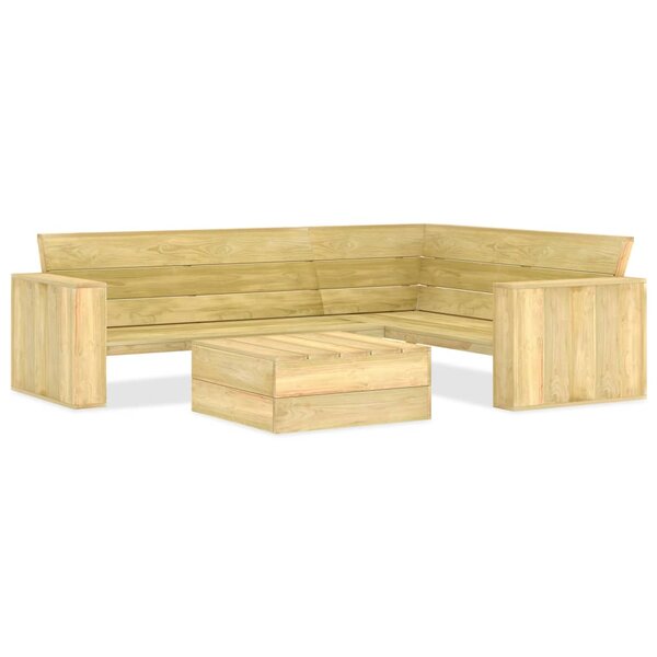 Salon de jardin meuble d'extérieur ensemble de mobilier 2 pièces bois de pin imprégné 02_0015910