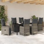 vidaXL Ensemble de salle à manger pour jardin 7 Pièces Gris Poly rotin