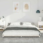 vidaXL Cadre de lit surélevé Blanc 200 x 200 cm Bois massif en pin