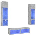 vidaXL Unités murales TV avec LED 6 Pièces gris béton bois d'ingénierie