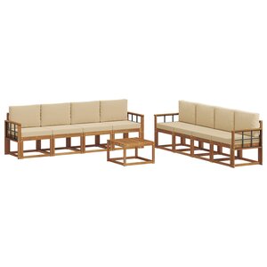 vidaXL Ensemble de canapés d'extérieur 9 Pièces Naturel et Beige