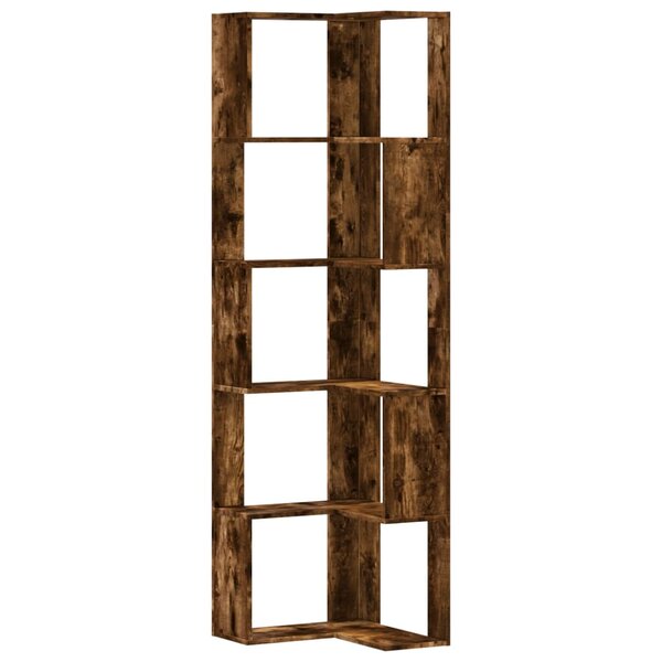vidaXL Bibliothèque d'angle à 5 niveaux chêne fumé bois d'ingénierie