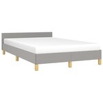 vidaXL Cadre de lit avec tête de lit gris clair 120x190 cm tissu