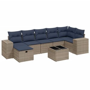 vidaXL Salon de jardin 8 Pièces avec coussins gris résine tressée