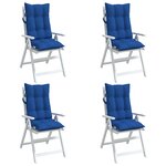 vidaXL Coussins de chaise à dossier haut lot de 4 bleu royal