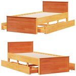 vidaXL Cadre de lit sans matelas avec tête de lit 75x190 cm pin massif