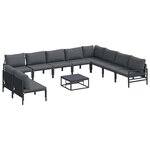vidaXL Ensemble de canapé de jardin avec coussin 11 Pièces Noir Acier