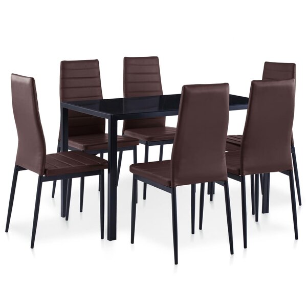 vidaXL Ensemble à dîner 7 Pièces Marron