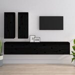 vidaXL Meubles TV 4 Pièces Noir Bois massif de pin