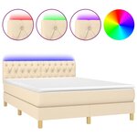 vidaXL Sommier à lattes de lit avec matelas LED Crème 140x200 cm Tissu
