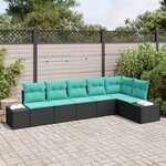 vidaXL Ensemble de canapé de jardin avec coussin 6 Pièces Noir polyrotin