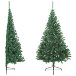 vidaXL Sapin de Noël artificiel moitié avec support vert 180 cm PVC