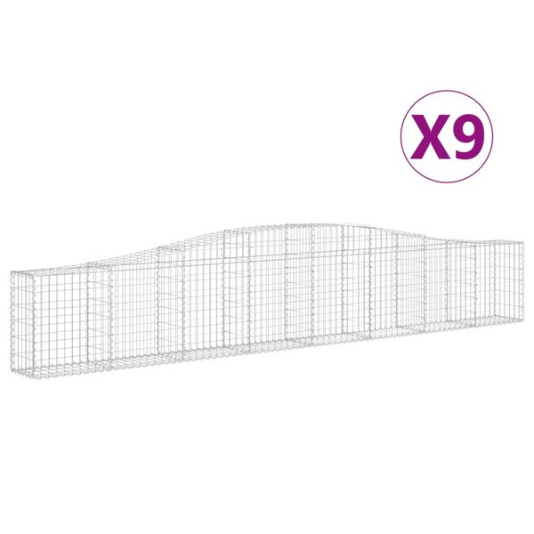 vidaXL Paniers à gabions arqués 9 Pièces 400x30x60/80 cm Fer galvanisé