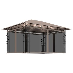 vidaXL Tonnelle avec moustiquaire et lumières LED 4x3x2 73 m Taupe