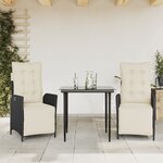 vidaXL Ensemble à manger de jardin avec coussins 3 Pièces Noir