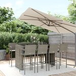 vidaXL Ensemble de bar de jardin 9 Pièces gris résine tressée
