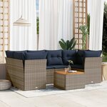 vidaXL Salon de jardin 7 Pièces avec coussins gris résine tressée