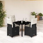vidaXL Ensemble de bistro de jardin 5 Pièces coussins noir poly rotin