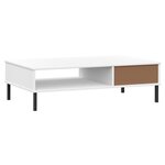 vidaXL Table basse avec pieds en métal Blanc Bois pin massif OSLO