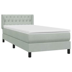 vidaXL Sommier à lattes de lit et matelas gris clair 90x220 cm velours