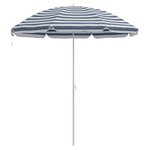 vidaXL Parasol de plage bleu et blanc avec poteau en aluminium de 300 cm