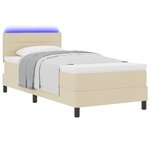 vidaXL Lit à ressorts avec matelas avec LED Crème 90 x 200 cm tissu