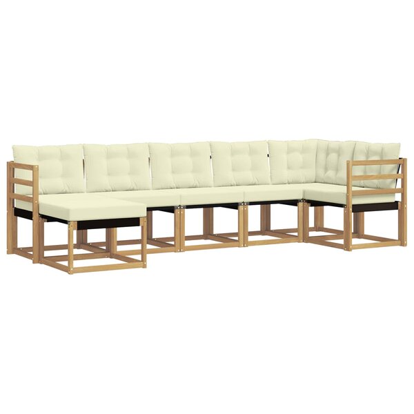 vidaXL Ensemble de canapés d'extérieur 7 pc Blanc et crème