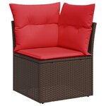 vidaXL Salon de jardin avec coussins 9Pièces marron résine tressée acacia