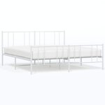 vidaXL Cadre de lit métal sans matelas et pied de lit blanc 183x213 cm