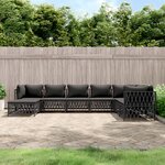 vidaXL Salon de jardin 8 Pièces avec coussins anthracite acier