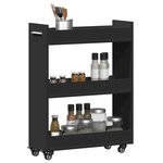 vidaXL Armoire avec roues noir 60x22x79 cm bois d'ingénierie