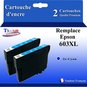 2x Cartouches Compatibles avec Epson 603 603XL pour Epson Expression Home XP-2100  XP-2105  XP-2150  XP-2155  XP-3100  XP-3105  XP-3150  XP-3155  XP-4100  XP-4105  XP-4150  XP-4155 Cyan