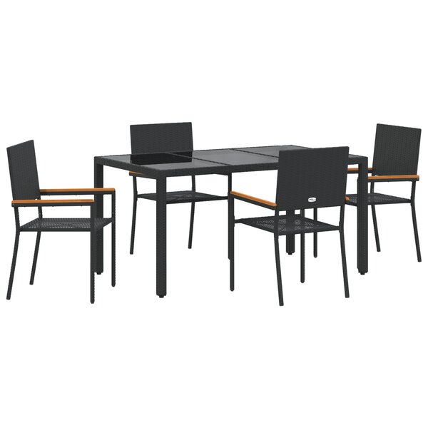 Ensemble de Salle à Manger de Jardin vidaXL 5 Pièces Noir Poly Rattan
