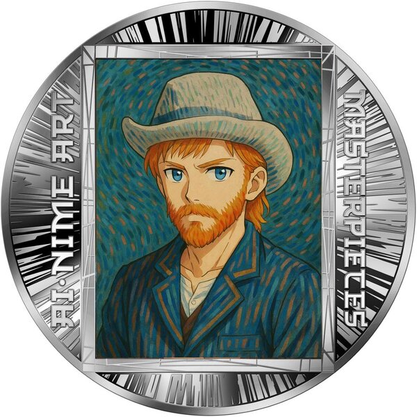 Monnaie SELF PORTRAIT WITH GREY FELT HAT Ai-nime Art Masterpieces Argent 500 Francs Cameroon 2025