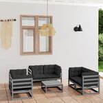 vidaXL Salon de jardin 7 Pièces avec coussins Bois de pin massif