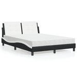 vidaXL Lit avec matelas noir et blanc 140x190 cm similicuir