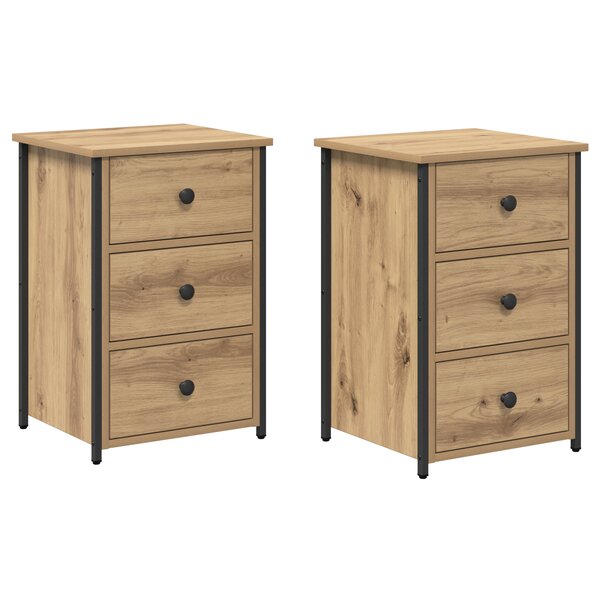 vidaXL Tables de chevet en chêne artisanal Chêne artisanal Bois d'ingénierie