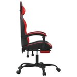 vidaXL Chaise de jeu pivotante et repose-pied Noir et rouge Similicuir