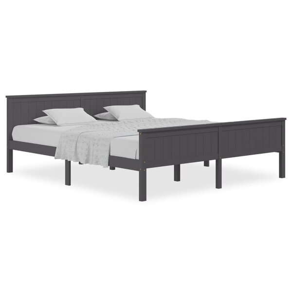 vidaXL Cadre de lit Gris Bois de pin massif 180x200 cm