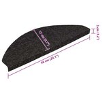 vidaXL Tapis d'escalier autocollants 15 Pièces 56x17x3 cm Noir