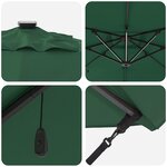 vidaXL Parasol Vert 286 x 285 x 270 cm Aluminium