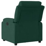 vidaXL Fauteuil inclinable électrique vert foncé velours