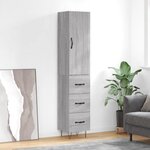 vidaXL Buffet haut Sonoma gris 34 5x34x180 cm Bois d'ingénierie
