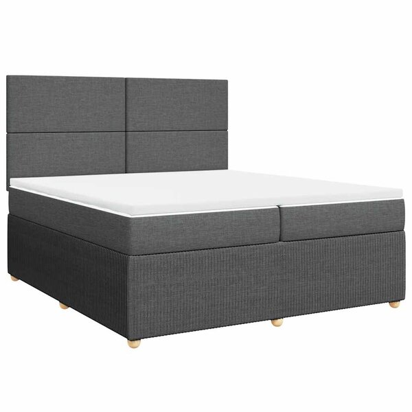 vidaXL Sommier à lattes de lit avec matelas Gris foncé 200x200cm Tissu